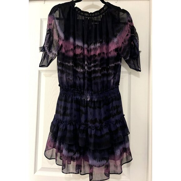 Misa Los Angeles Tie Dye Print Layered Short Sleeve Mini Dress Size Medium - Picture 7 of 7